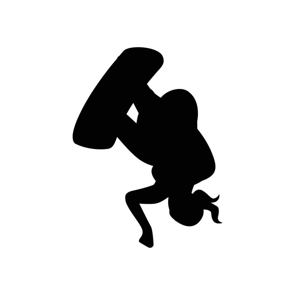 Skating board playing a girl, silhouette image vector