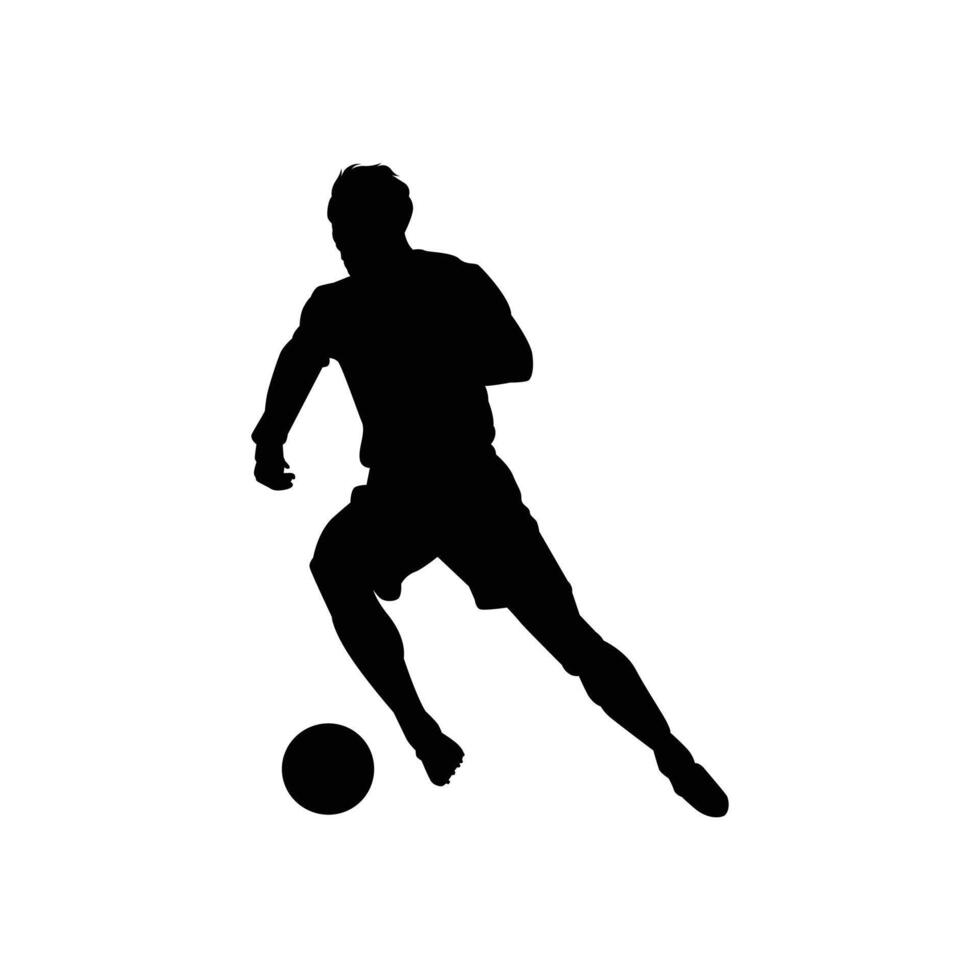 Football player playing football, silhouette image vector