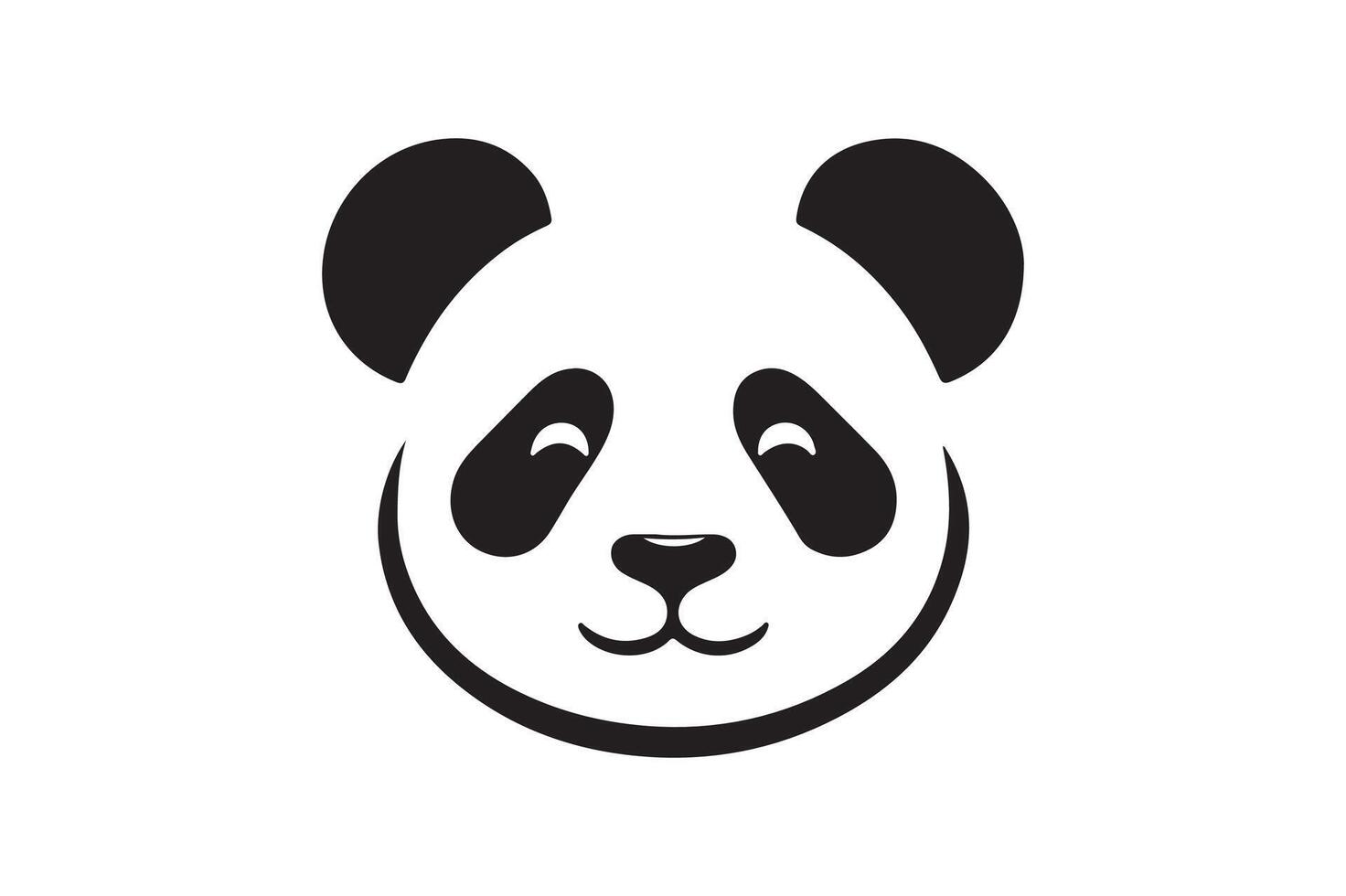 cute panda head silhouette illustration imag vector