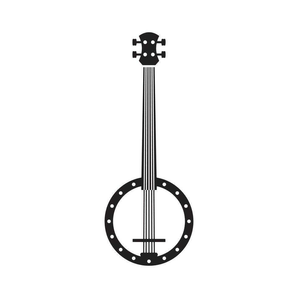 Banjo music instrument silhouette illustration vector