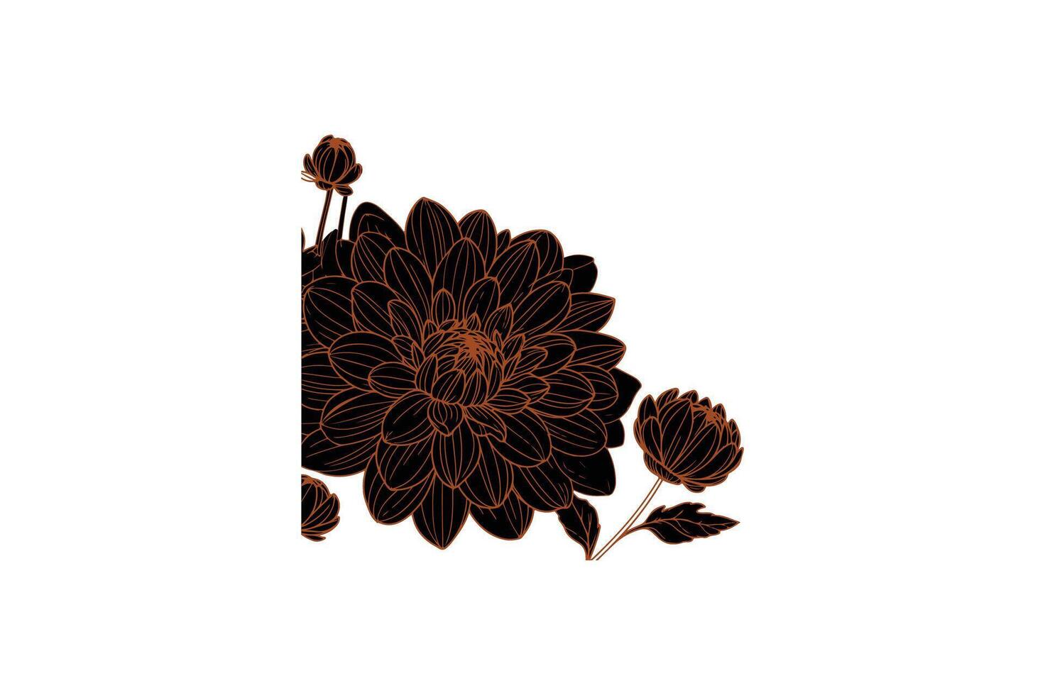 a row of dahlia with open illustration vector