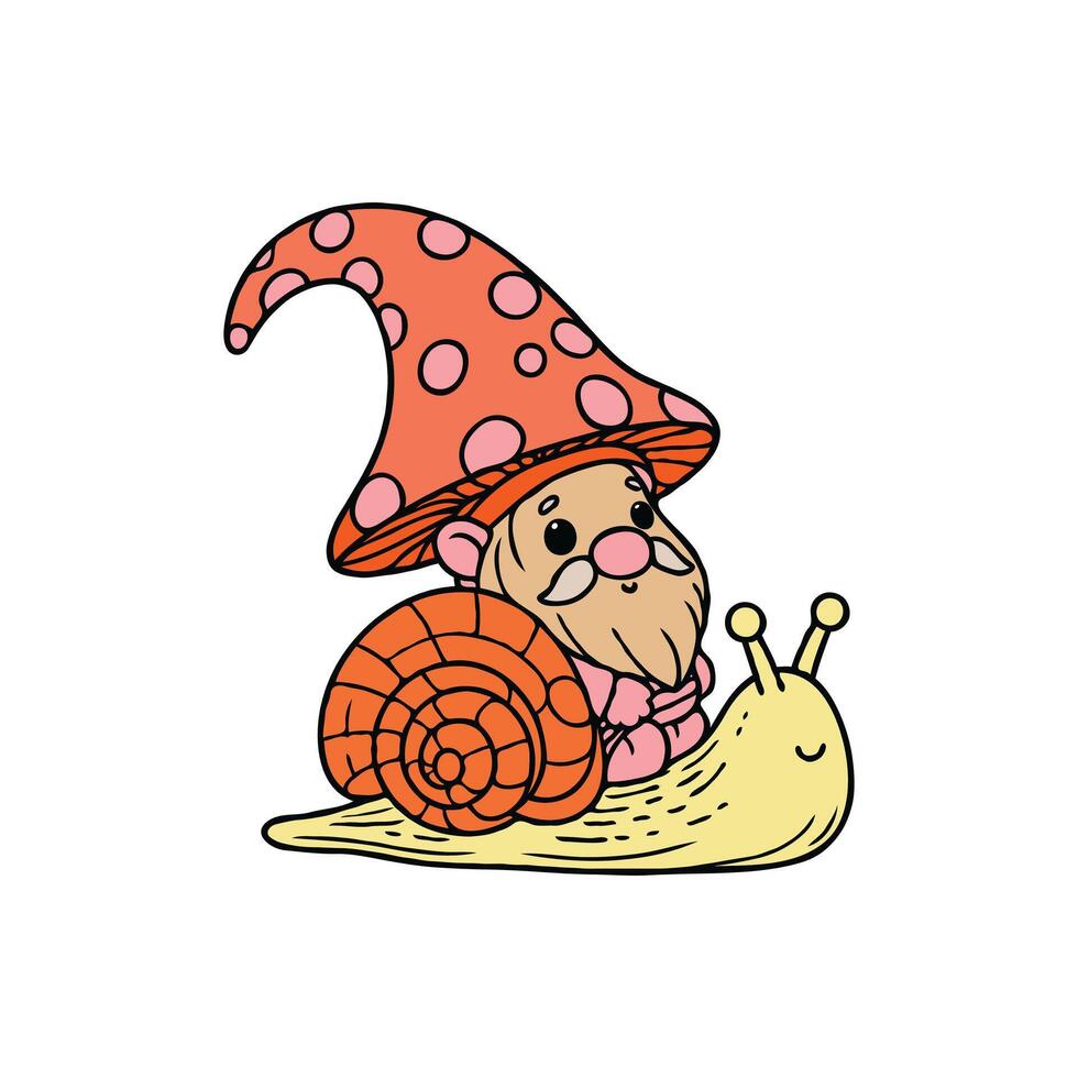A garden gnome riding a snail vector