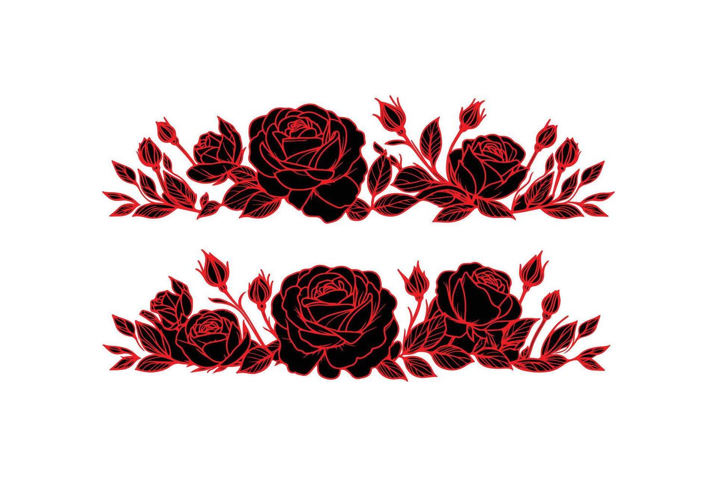 a row of roses with open illustration image vector