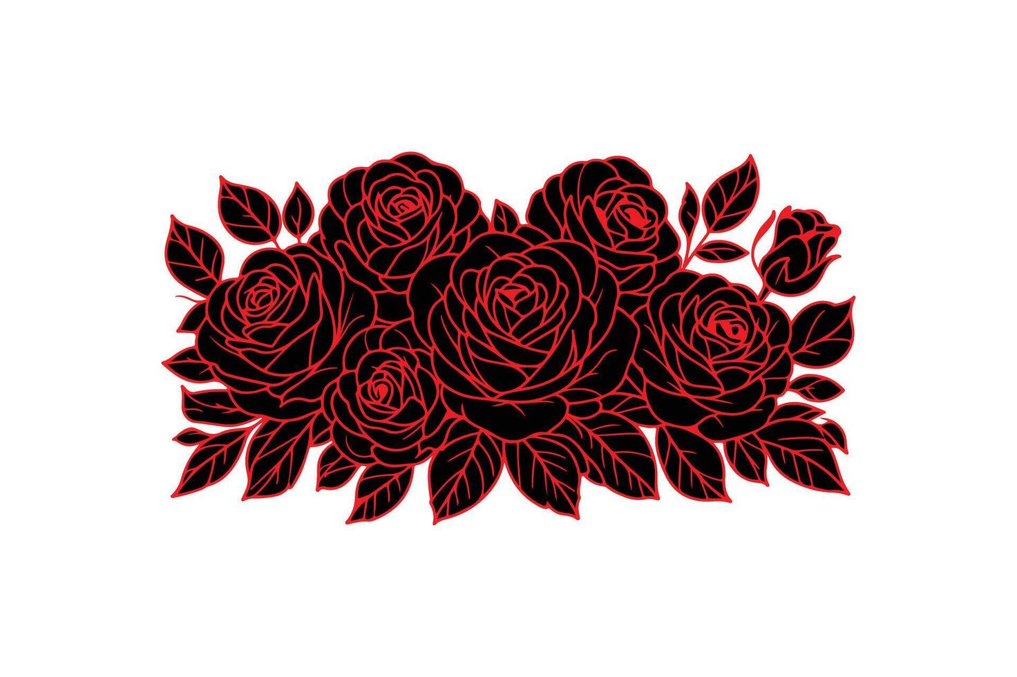 a row of roses with open illustration image vector