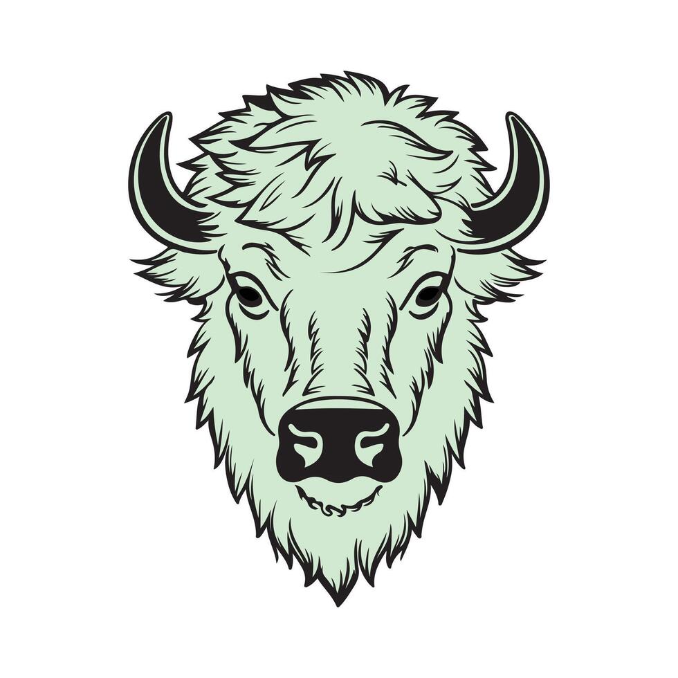 Bison head silhouette icon logo illustration vector