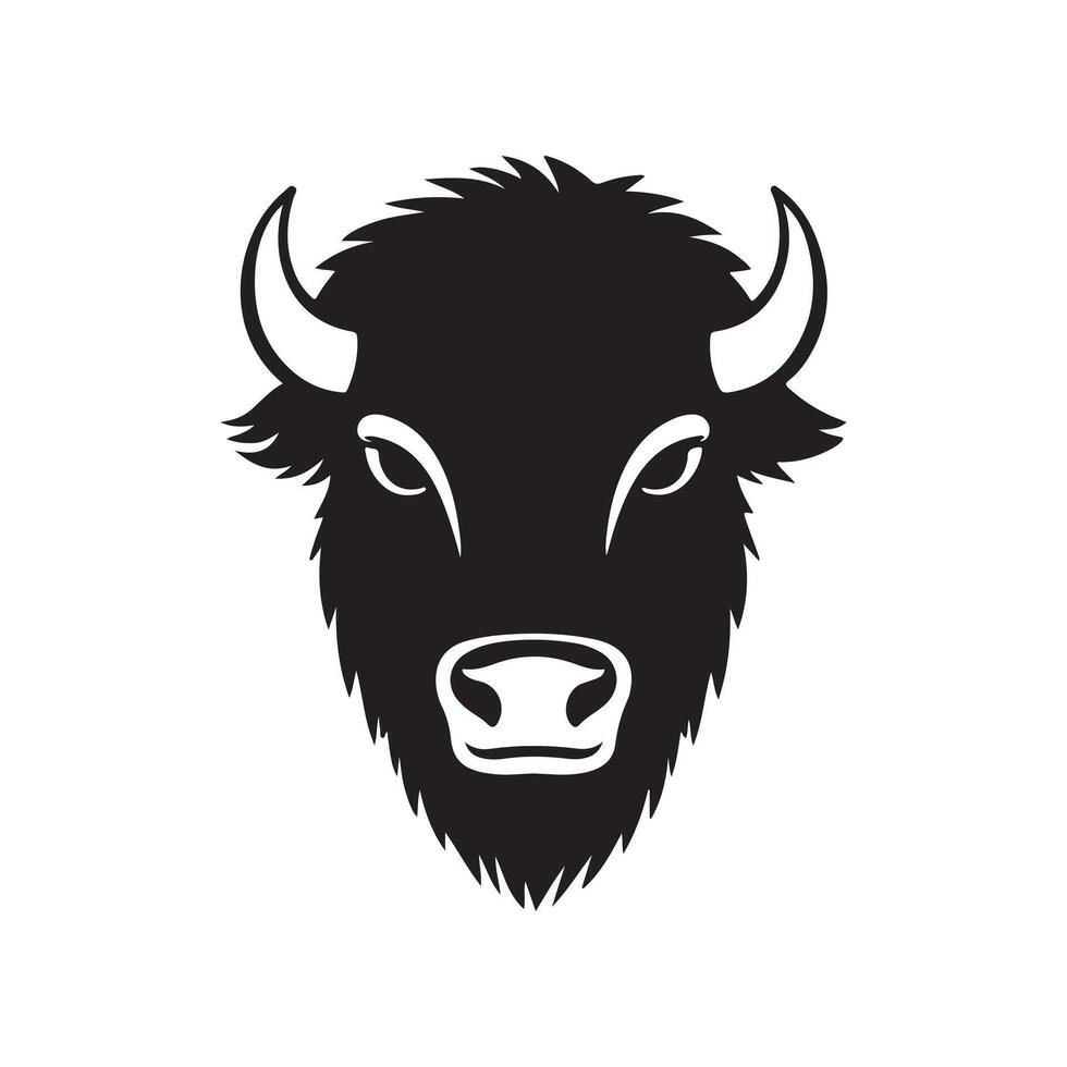 Bison head silhouette icon logo illustration vector