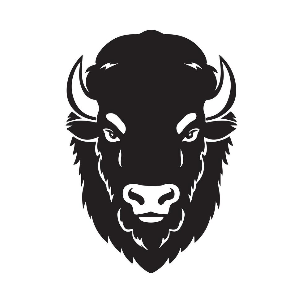 Bison head silhouette icon logo illustration vector