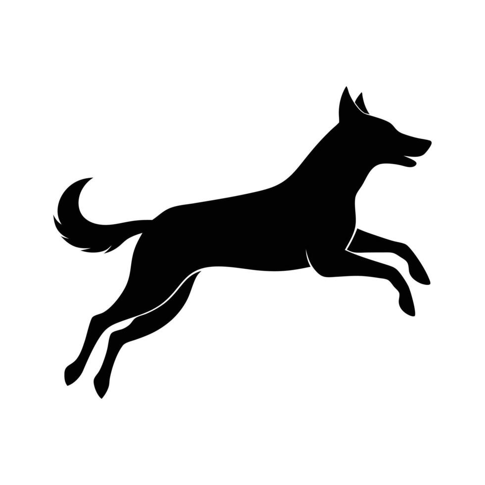Dog jumping silhouette image vector