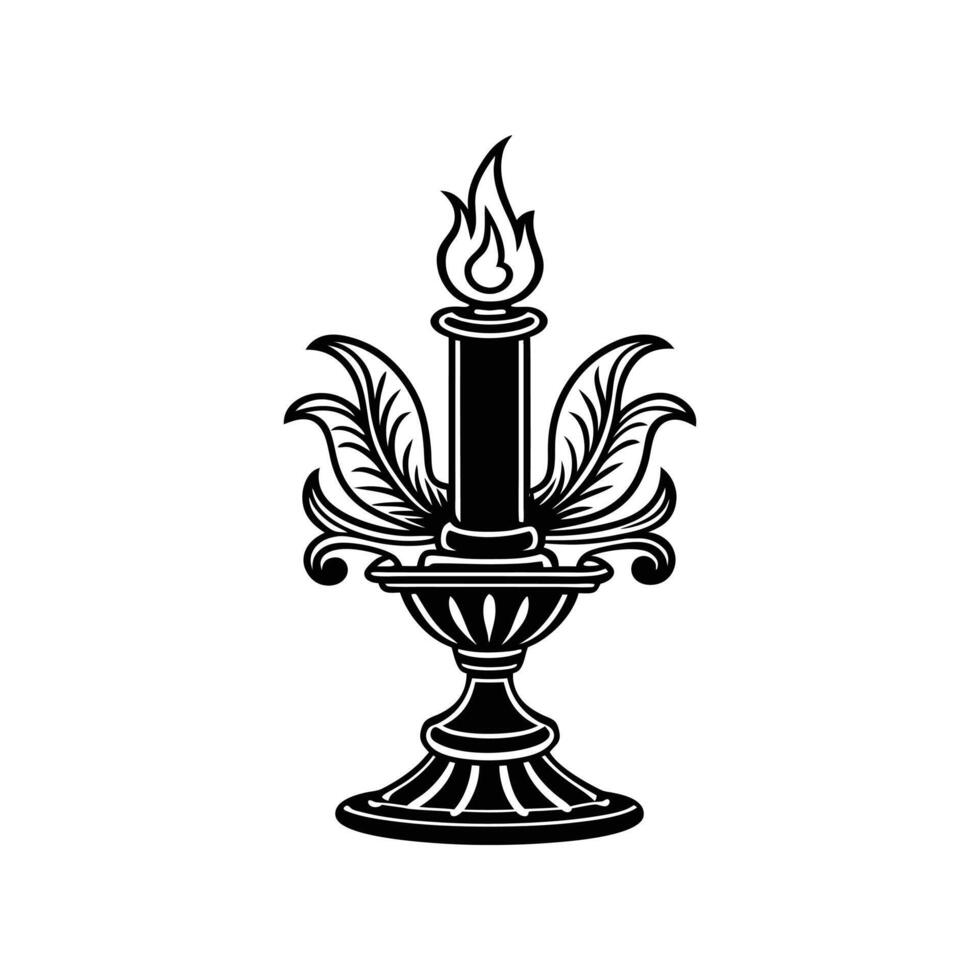 candle holder with a silhouette candle in the center vector