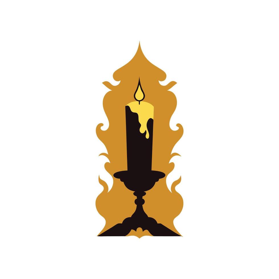 candle holder with a gold candle in the centre. vector