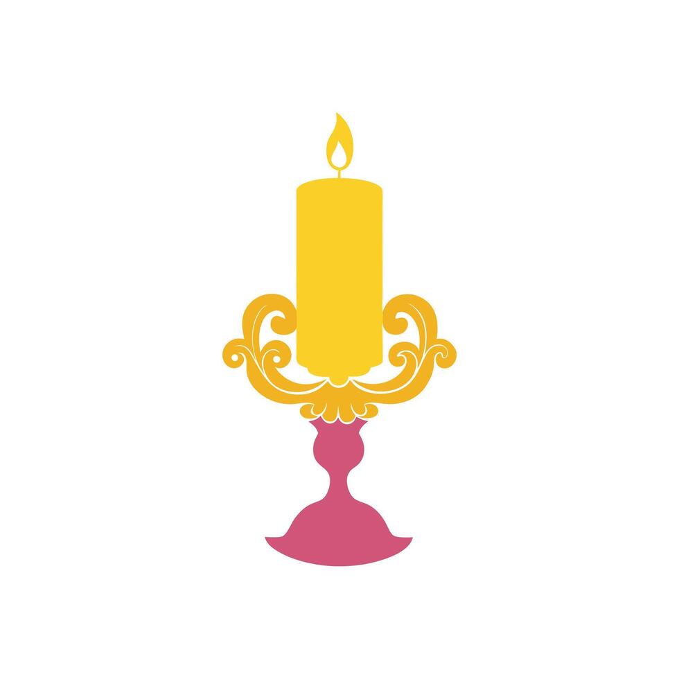candle holder with a gold candle in the centre. vector