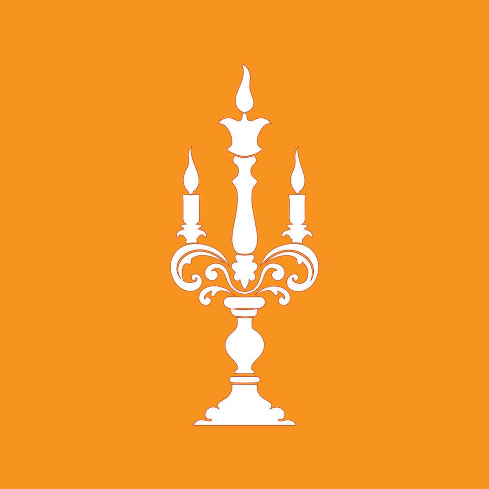 candle holder with a gold candle in the centre. vector