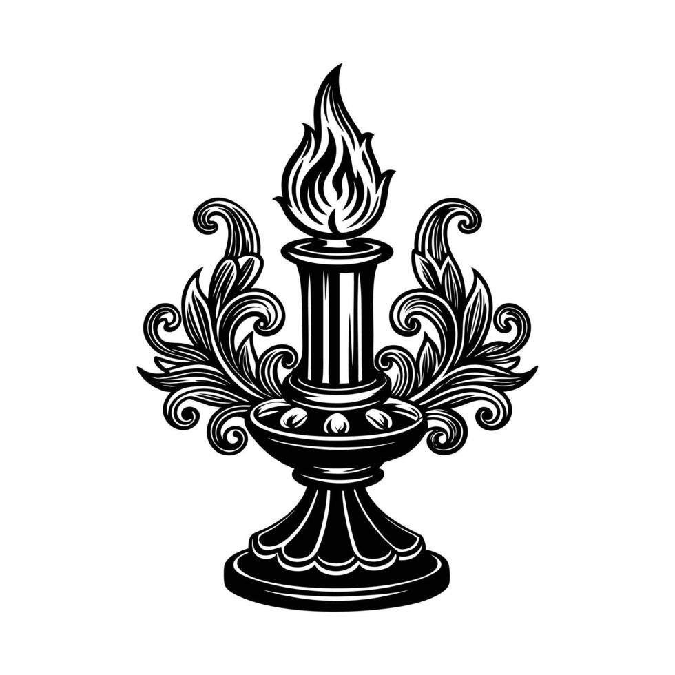 candle holder with a silhouette candle in the center vector