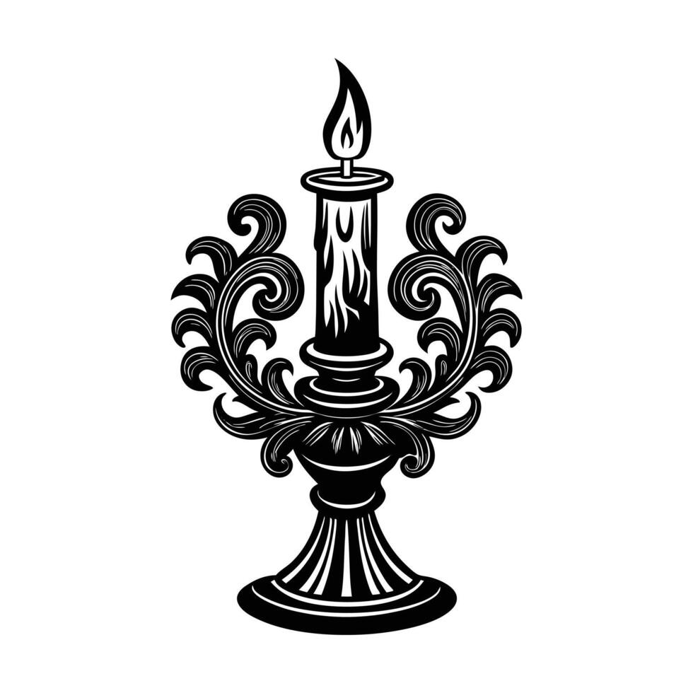 candle holder with a silhouette candle in the center vector