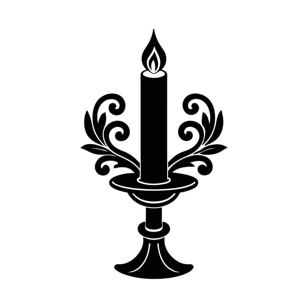 candle holder with a silhouette candle in the center vector