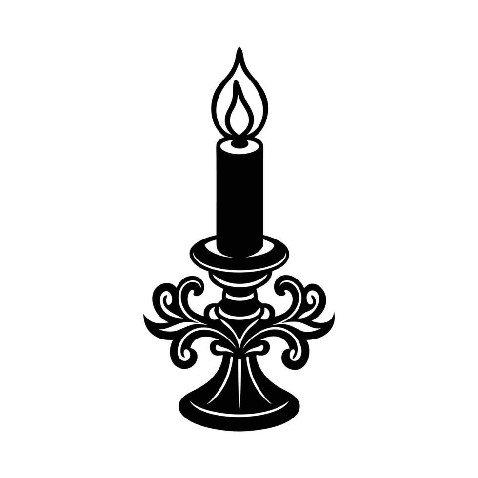 candle holder with a silhouette candle in the center vector