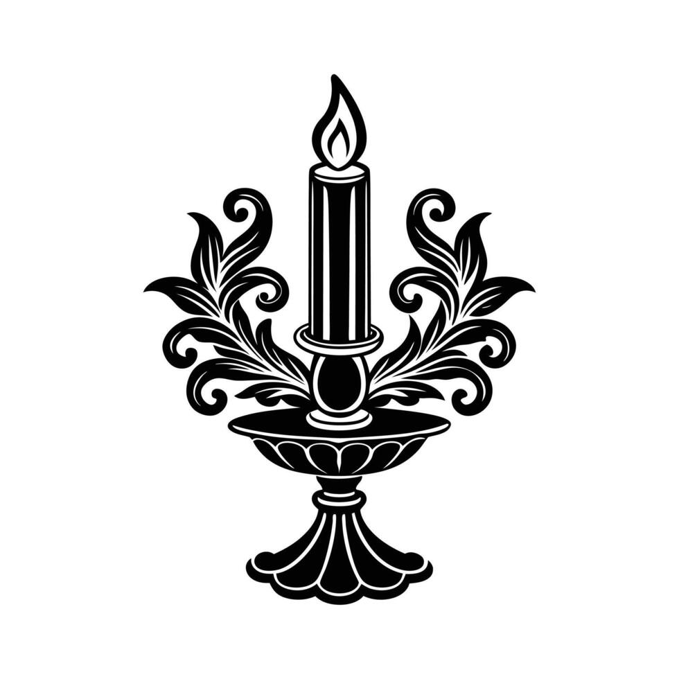 candle holder with a silhouette candle in the center vector