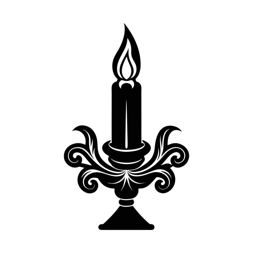 candle holder with a silhouette candle in the center vector