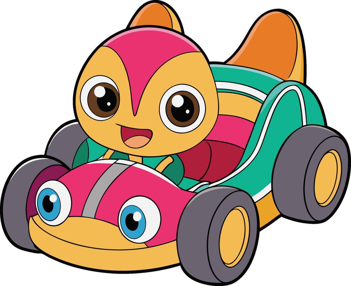 Go cart colouring illustration image vector