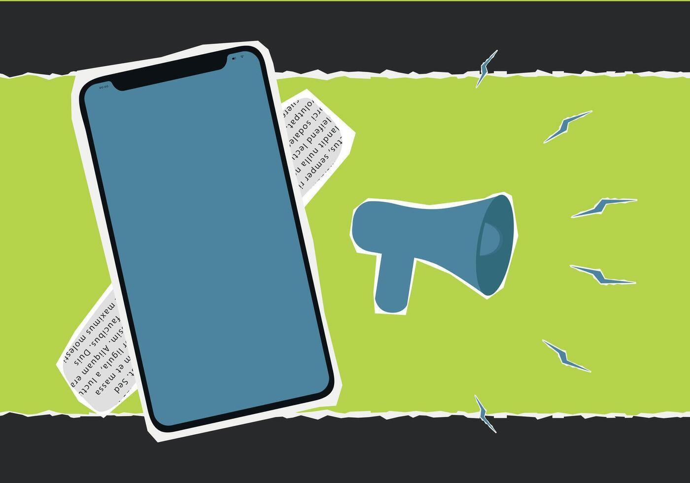 Set of collage elements with phones. Retro banner concept with cut out paper elements. vector