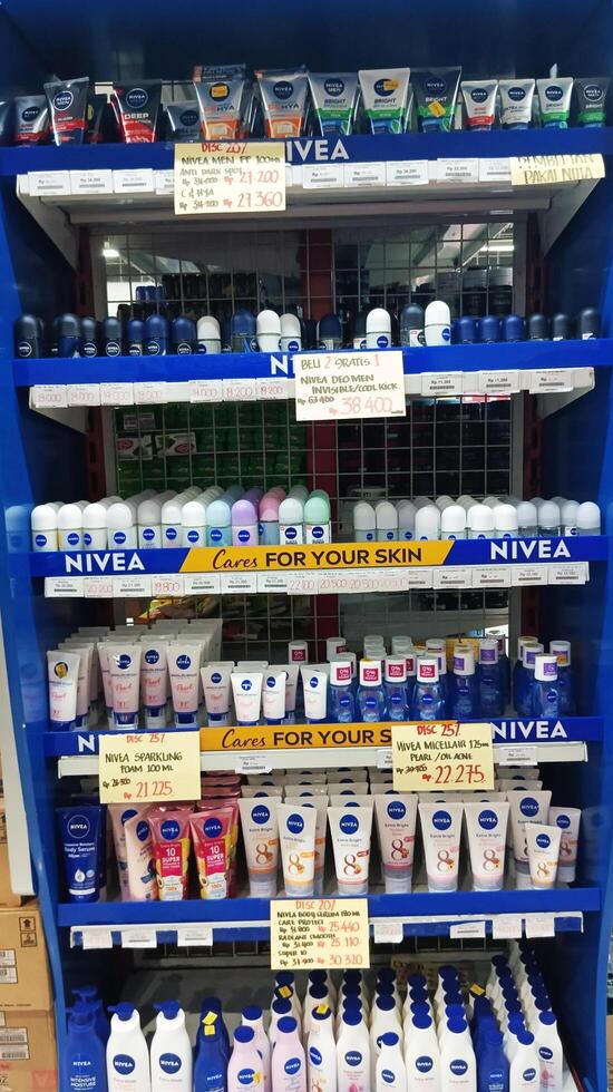Semarang, Indonesia - May, 2024 - Showcase selling men's body care in a shopping center photo