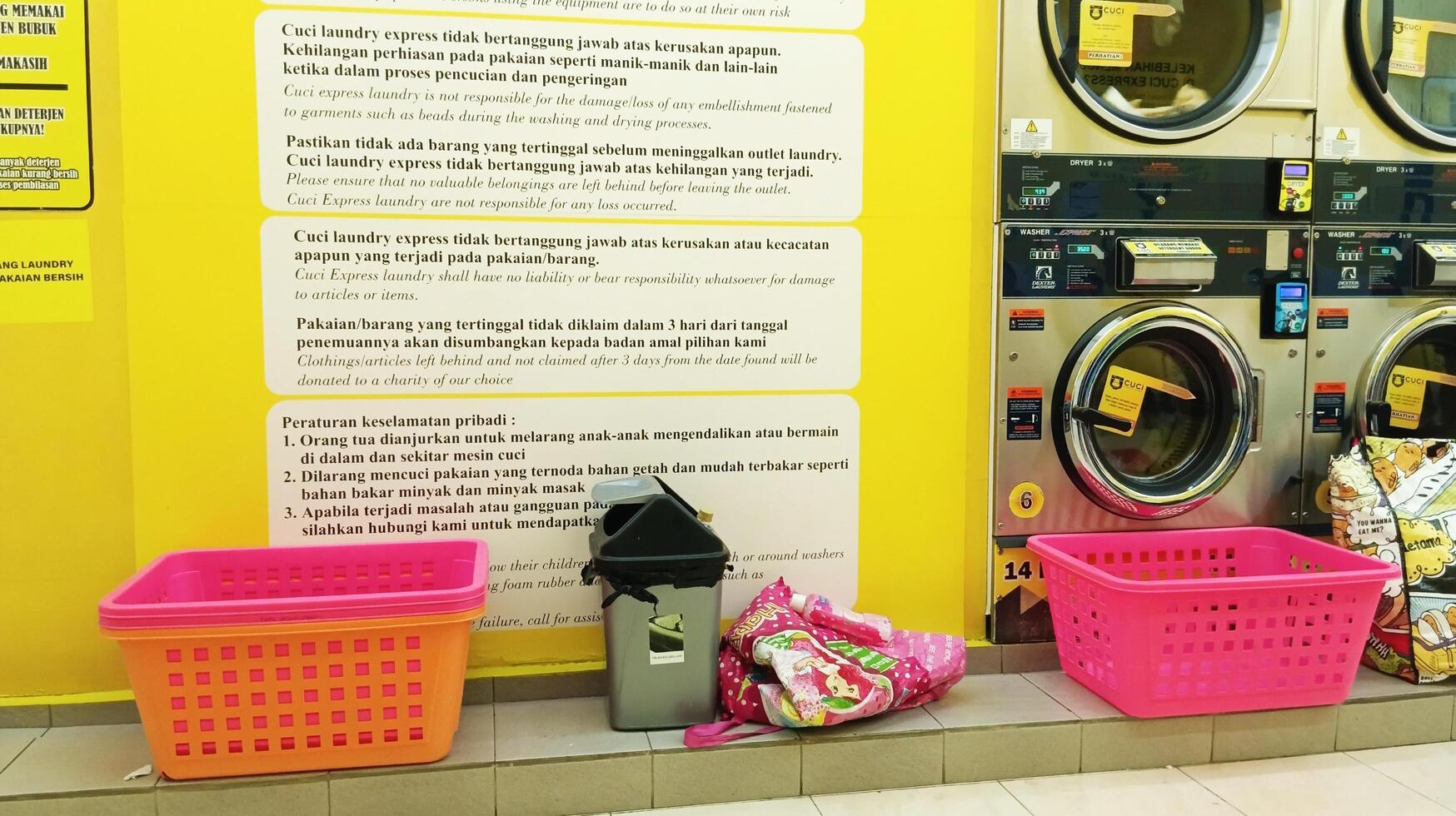 Semarang, Indonesia - May, 2024 - basket at the laundry service photo