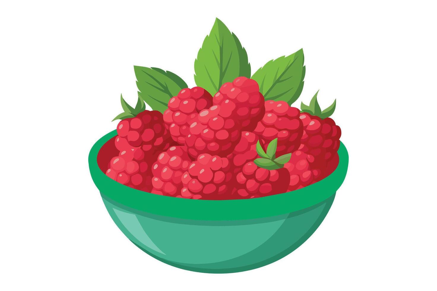 A bowl of cartoon style raspberries fruit drwing clipart illustration isolated on white background vector