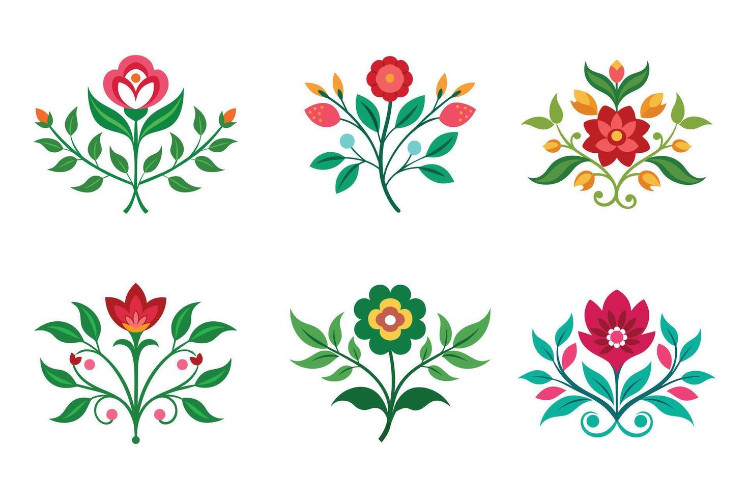 Collection bundle of decorative flower elements vector