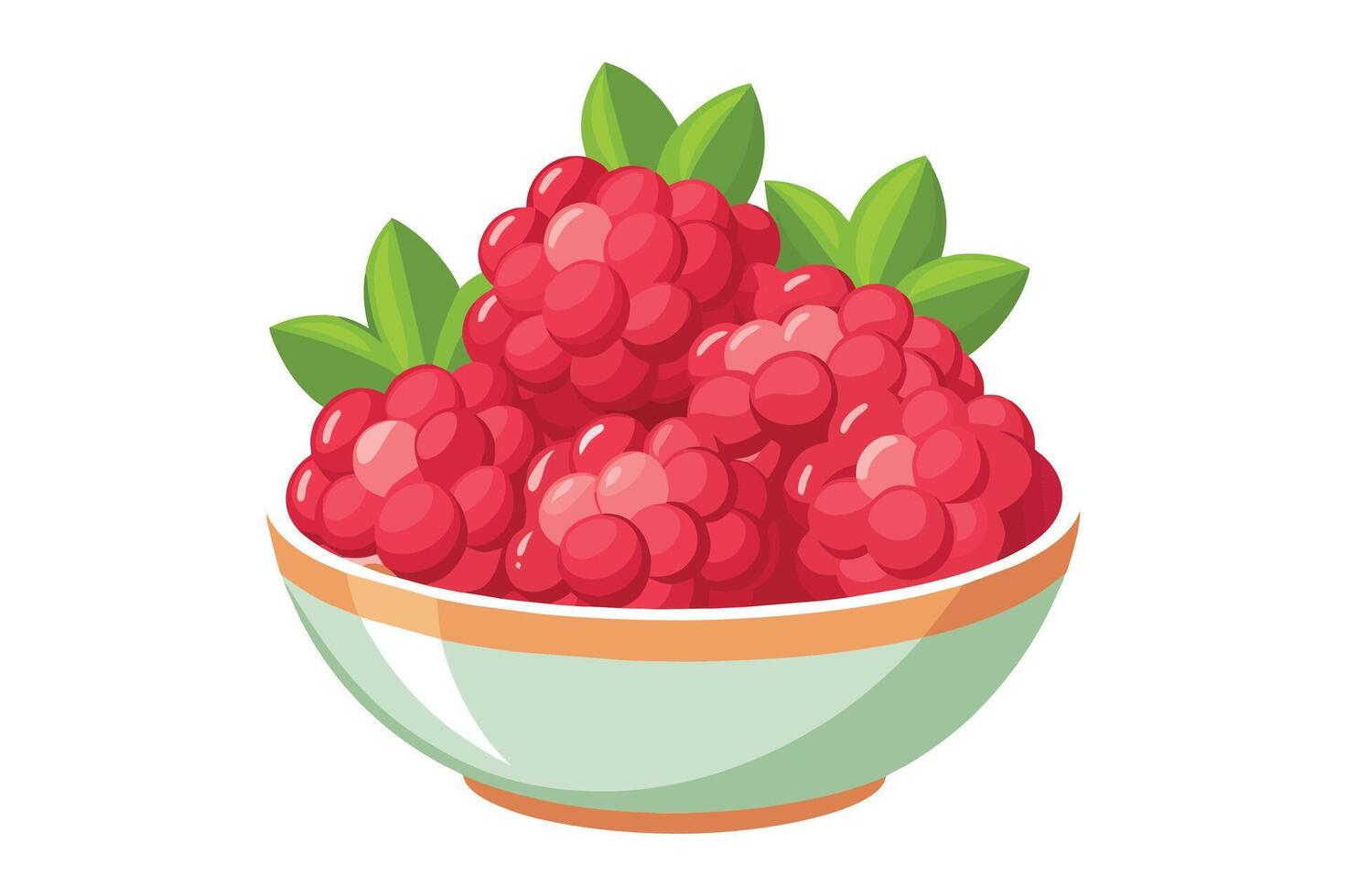 A bowl of cartoon style raspberries fruit drwing clipart illustration isolated on white background vector