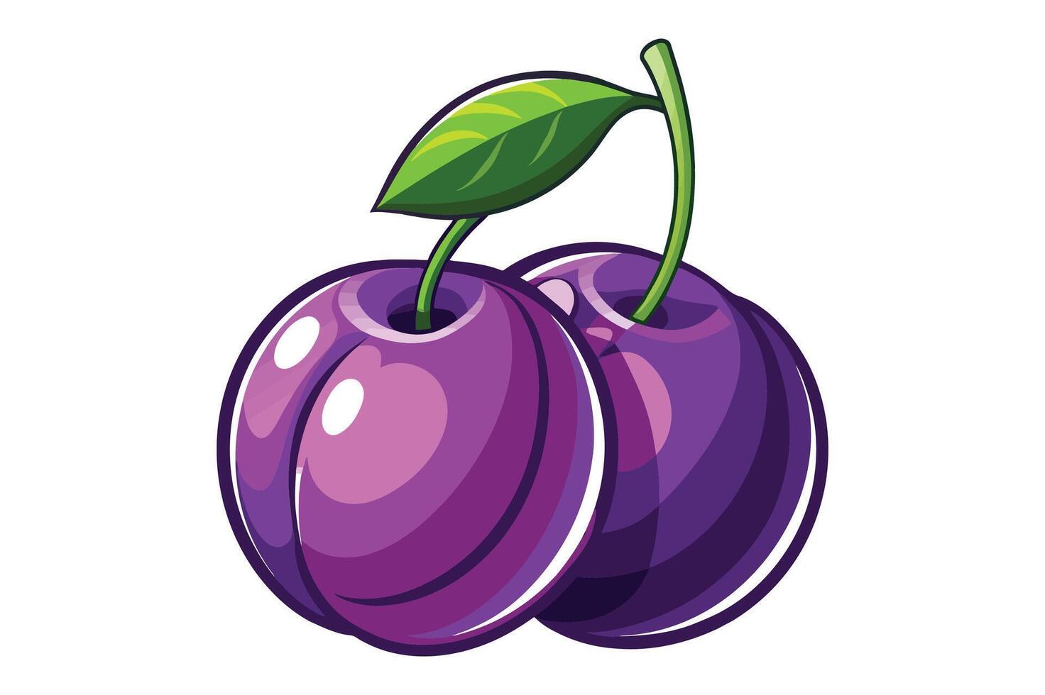 Purple color plum fruit vector