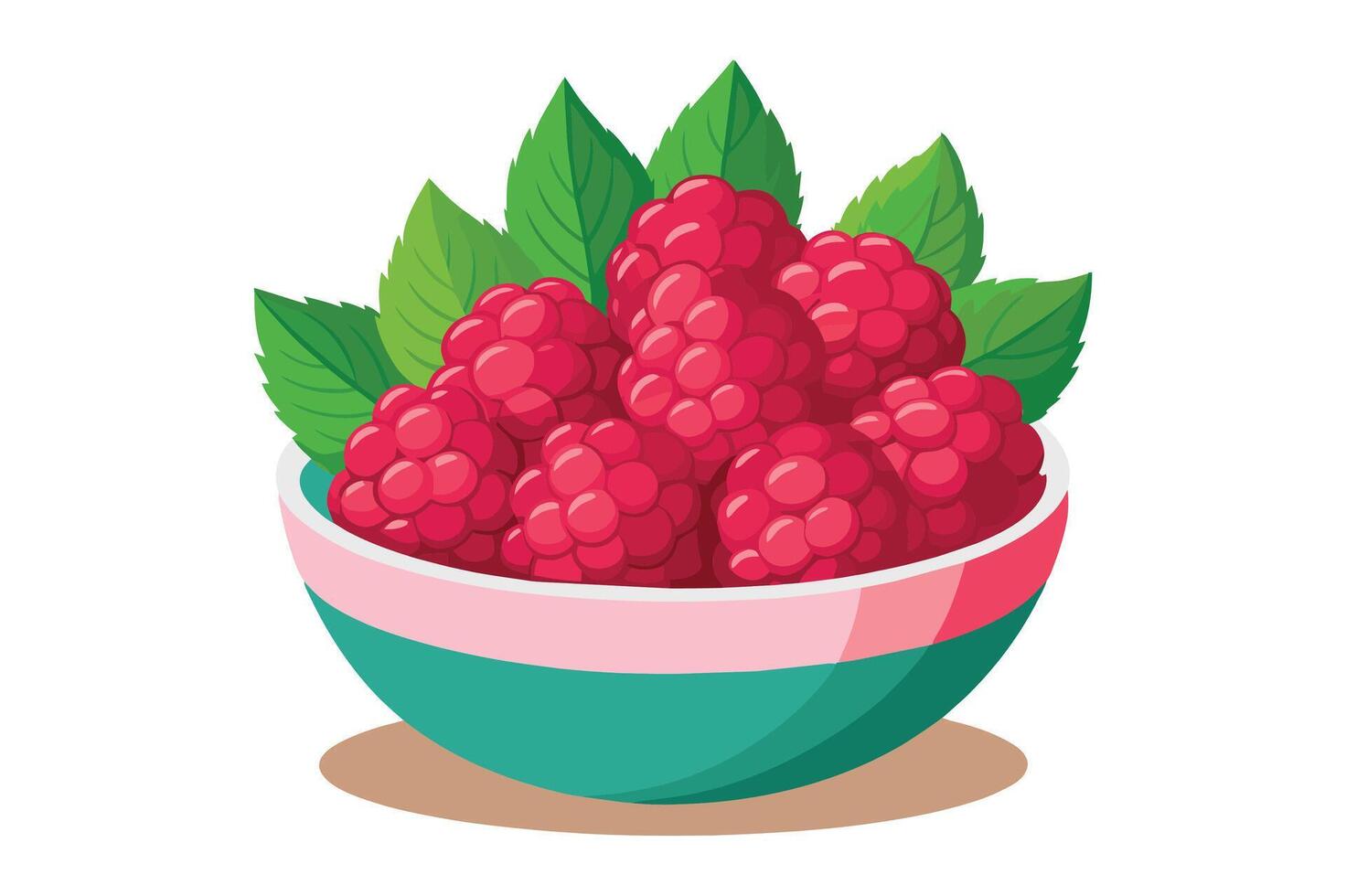 A bowl of cartoon style raspberries fruit drwing clipart illustration isolated on white background vector