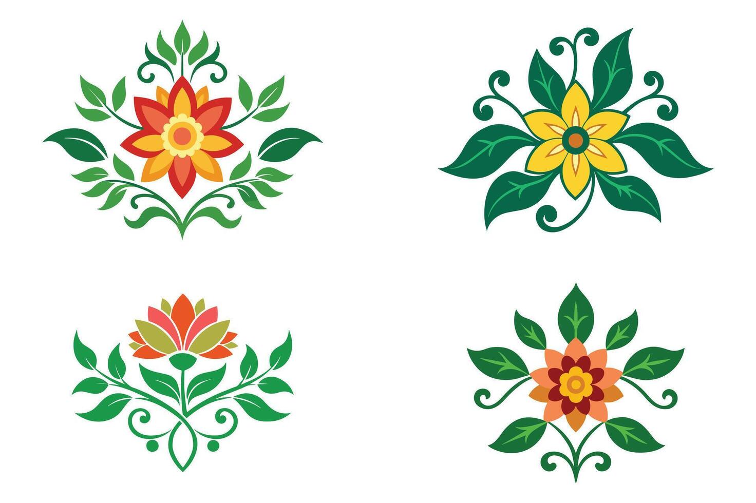 Collection bundle of decorative flower elements vector