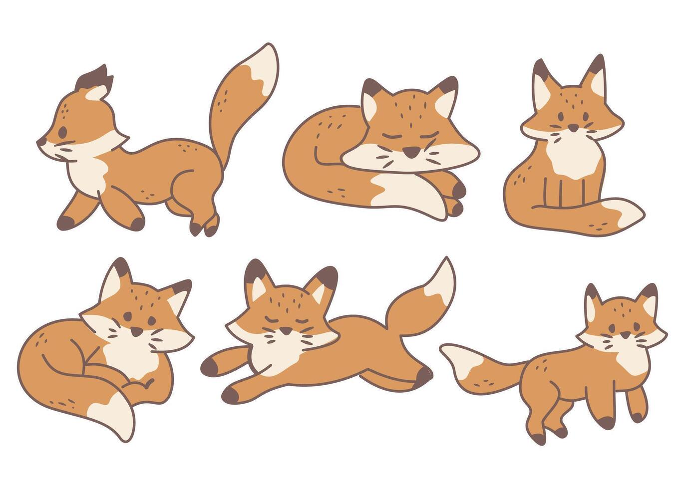 A set of cute fox vector
