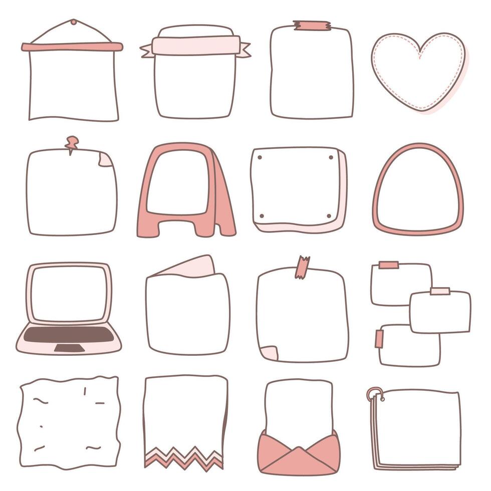 Set of hand drawn sticky notes vector