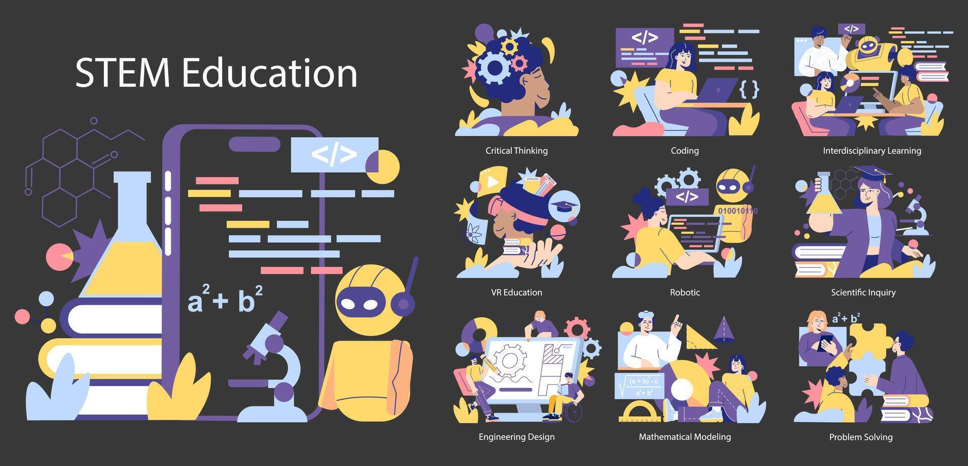 STEM Education. Flat Illustration vector