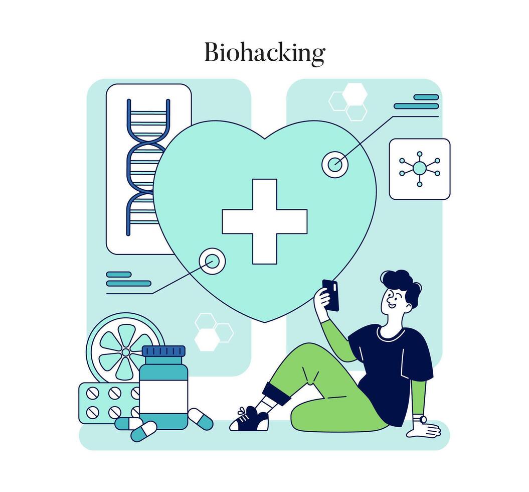 Biohacking. Flat Illustration vector