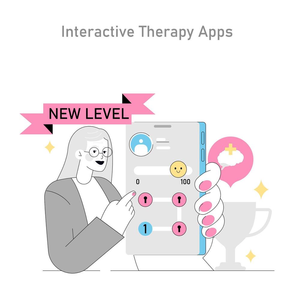 Gamification In Psychotherapy. Flat Illustration vector