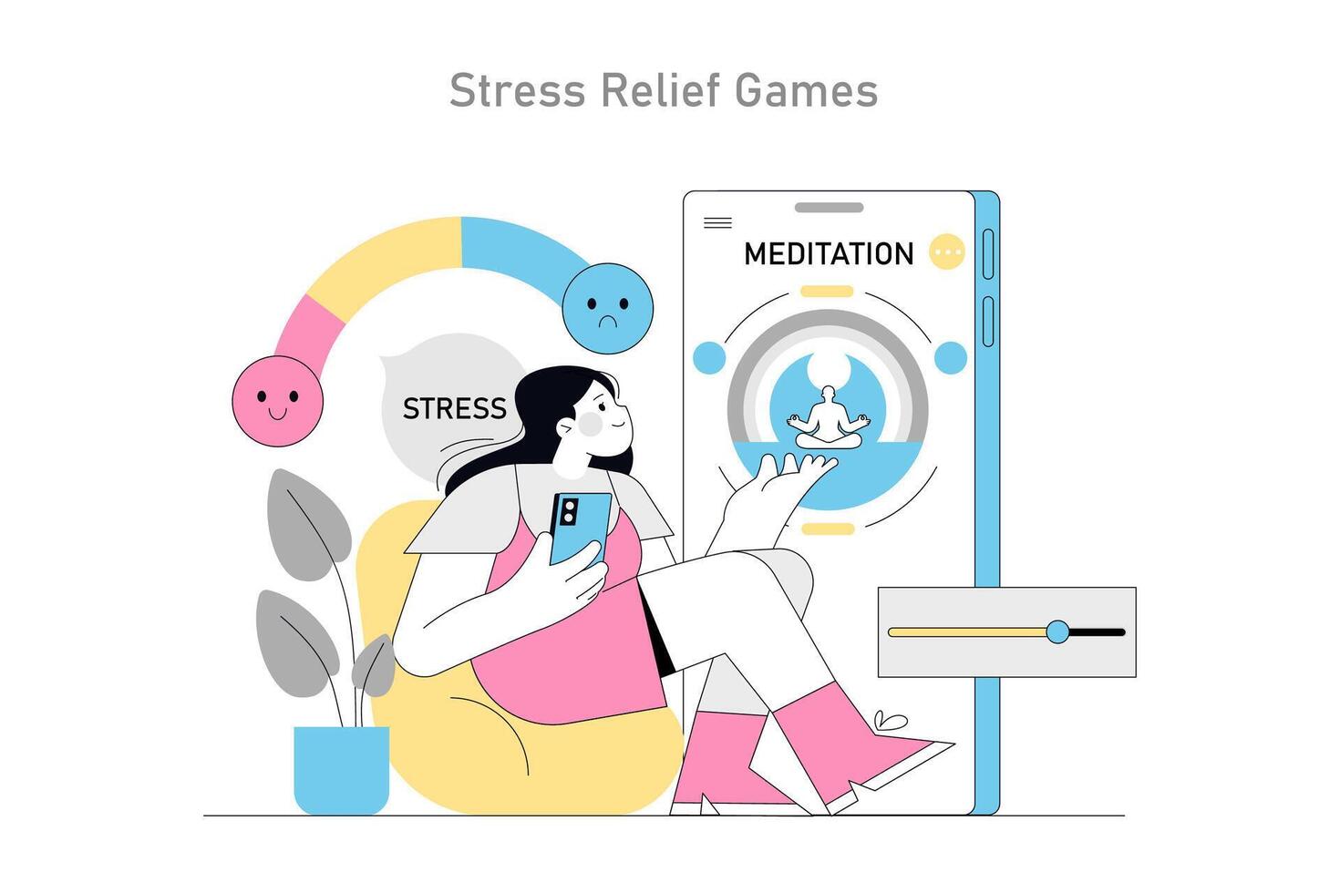 Gamification In Psychotherapy. Flat Illustration vector