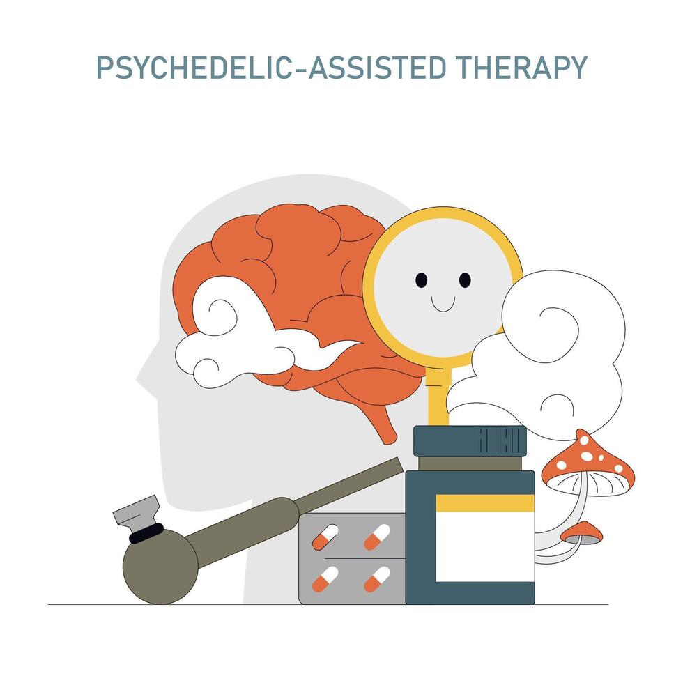 PTSD Prevention in First Responders. Flat Illustration vector