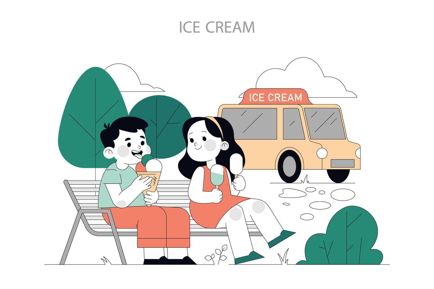 Summer Activities. Flat Illustration vector