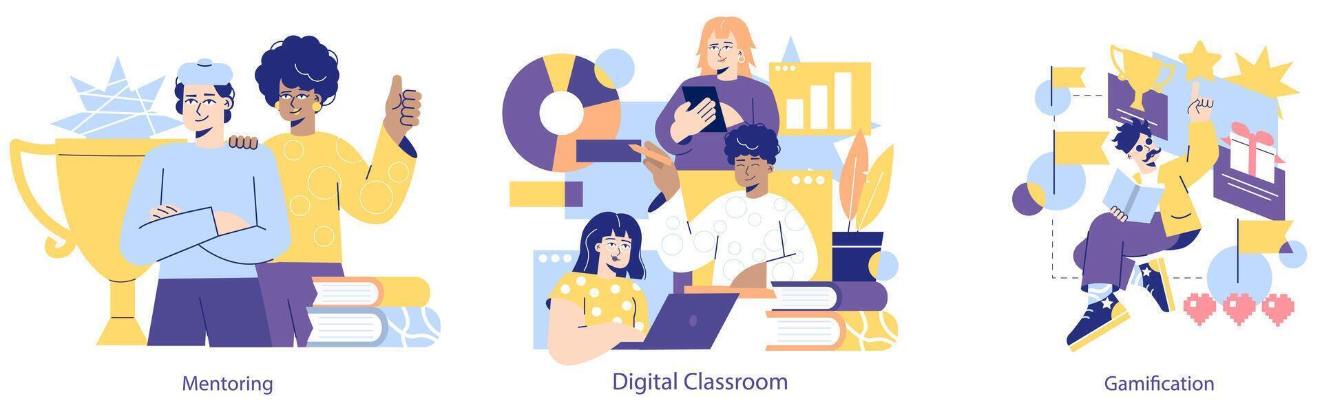 Online Education. Flat Illustration vector