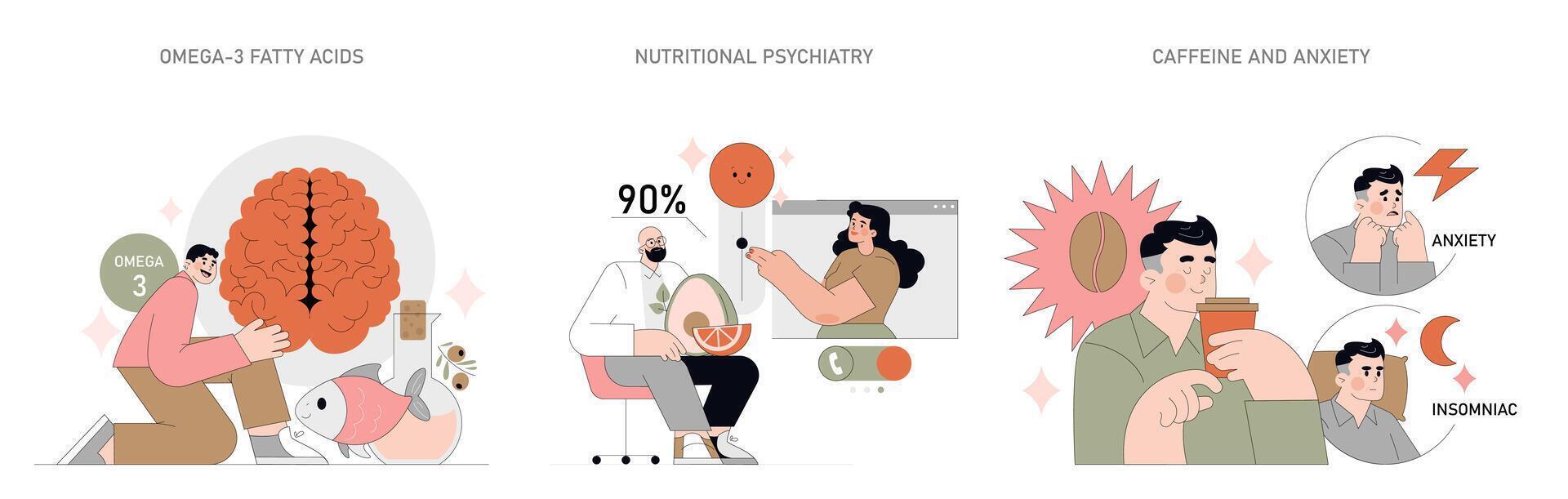 Nutrition And Mental Health. Flat Illustration vector
