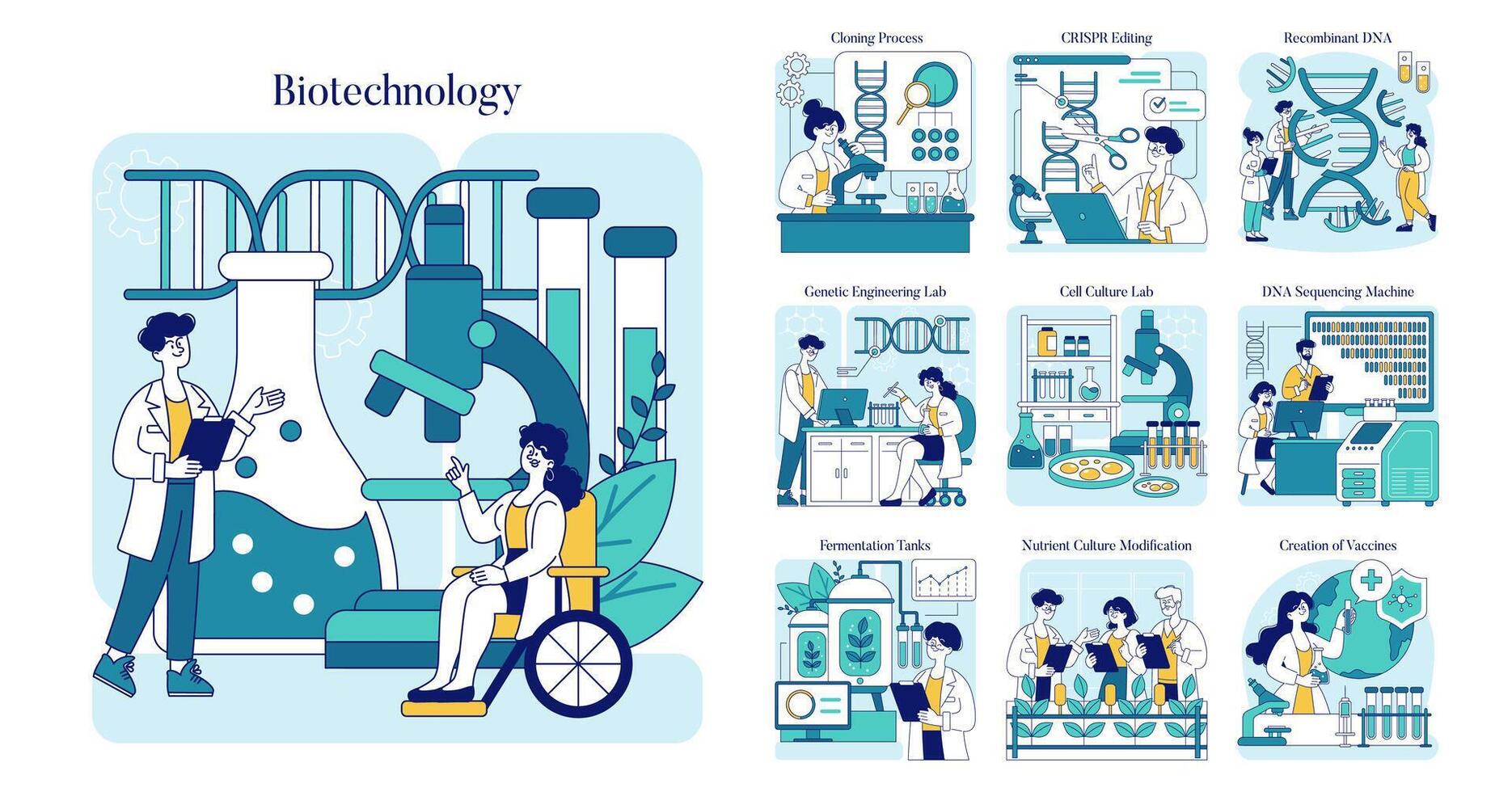 Biotechnology. Flat Illustration vector