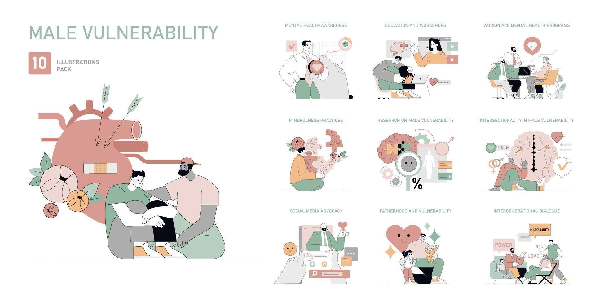 male vulnerability. Flat Illustration vector