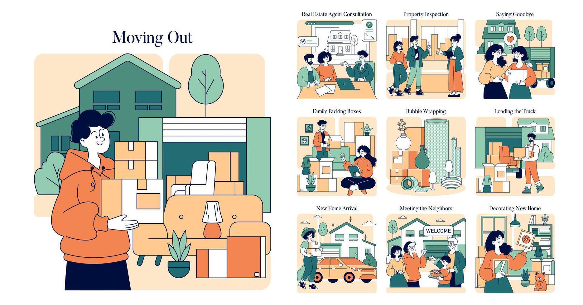 Moving Out. Flat Illustration vector