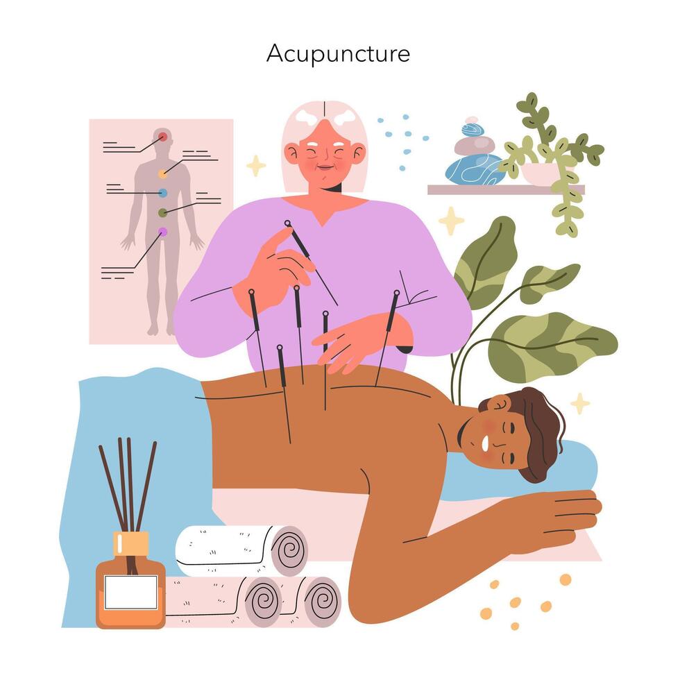Alternative Medicine. Flat Illustration vector