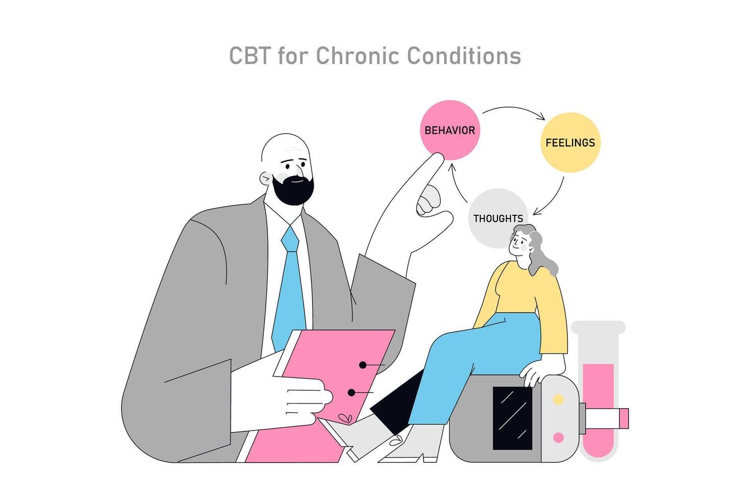 Cognitive Behavioral Therapy. Flat Illustration vector
