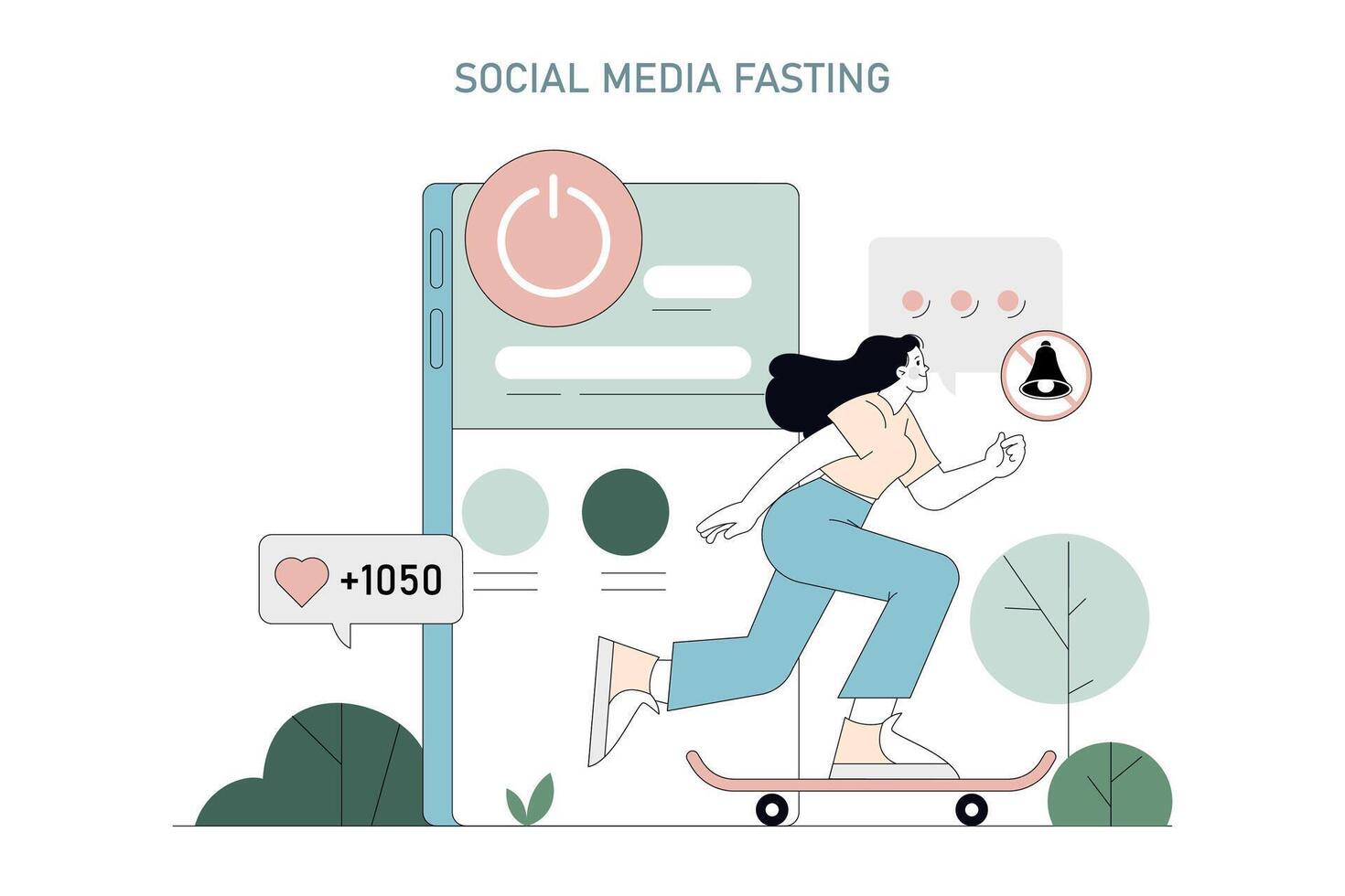 Digital Detox. Flat Illustration vector