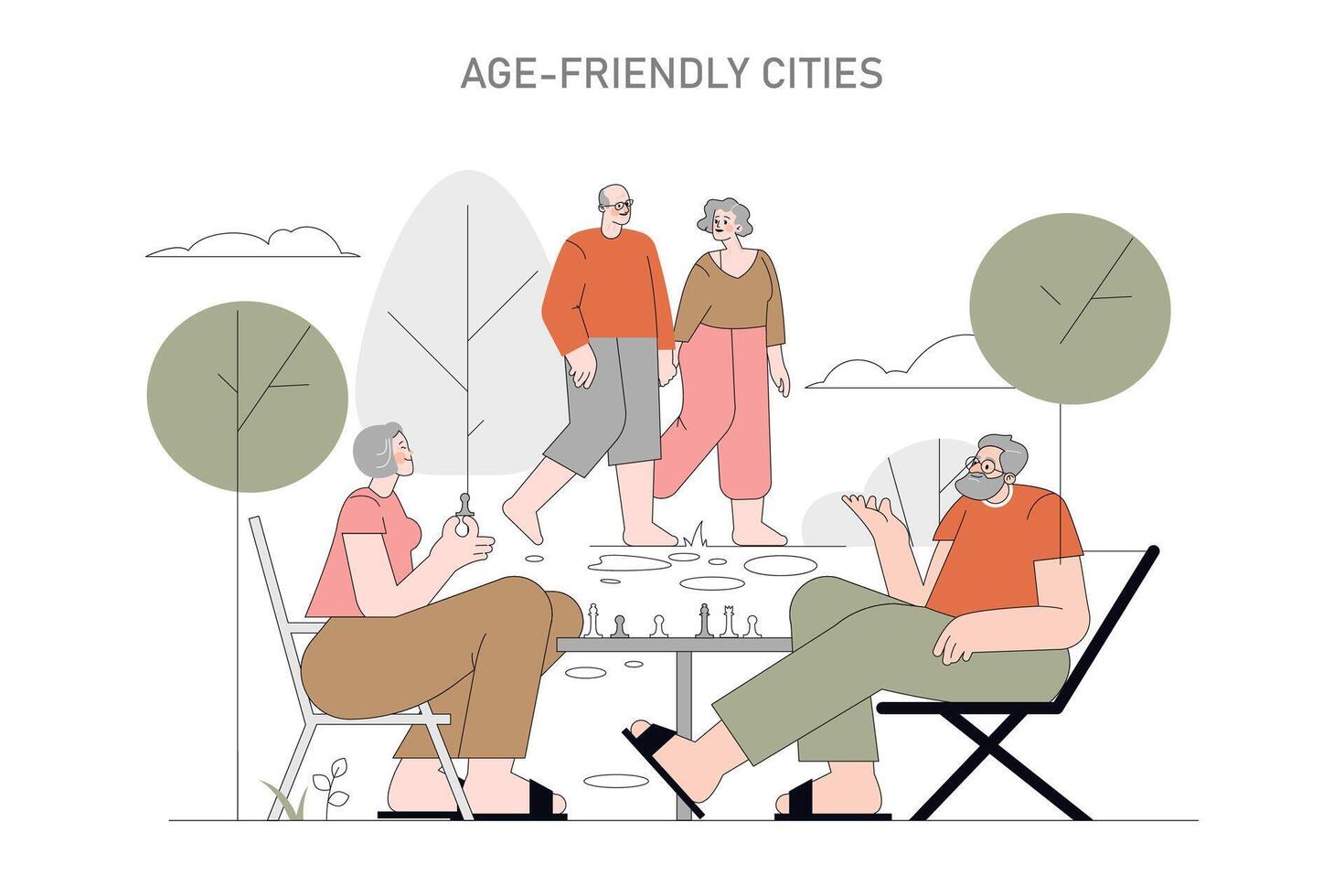 Positive Aging. Flat Illustration vector