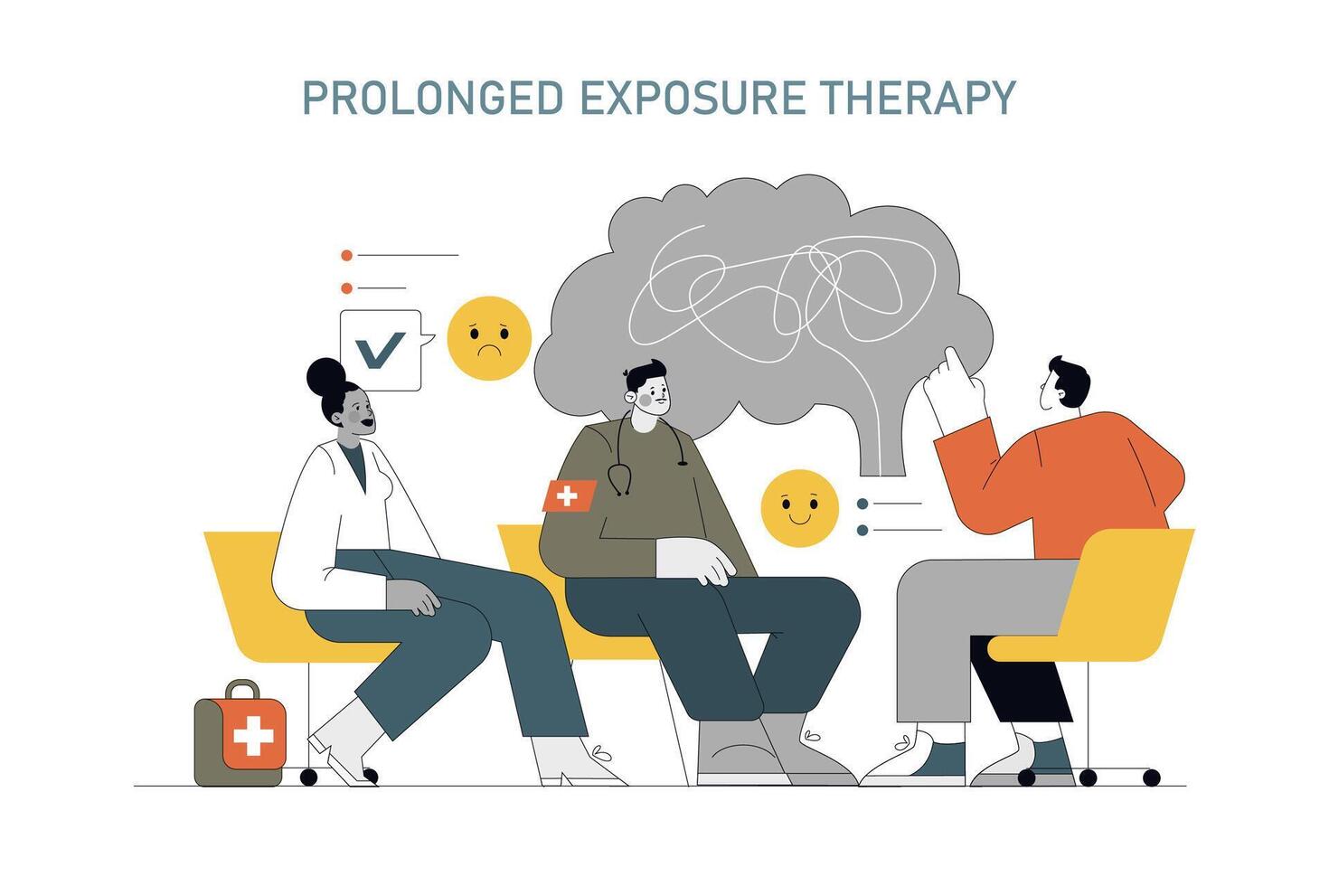 PTSD Prevention in First Responders. Flat Illustration vector